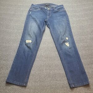 White House Black Market Crop Leg Jeans Distressed Medium Wash Women's Size 6